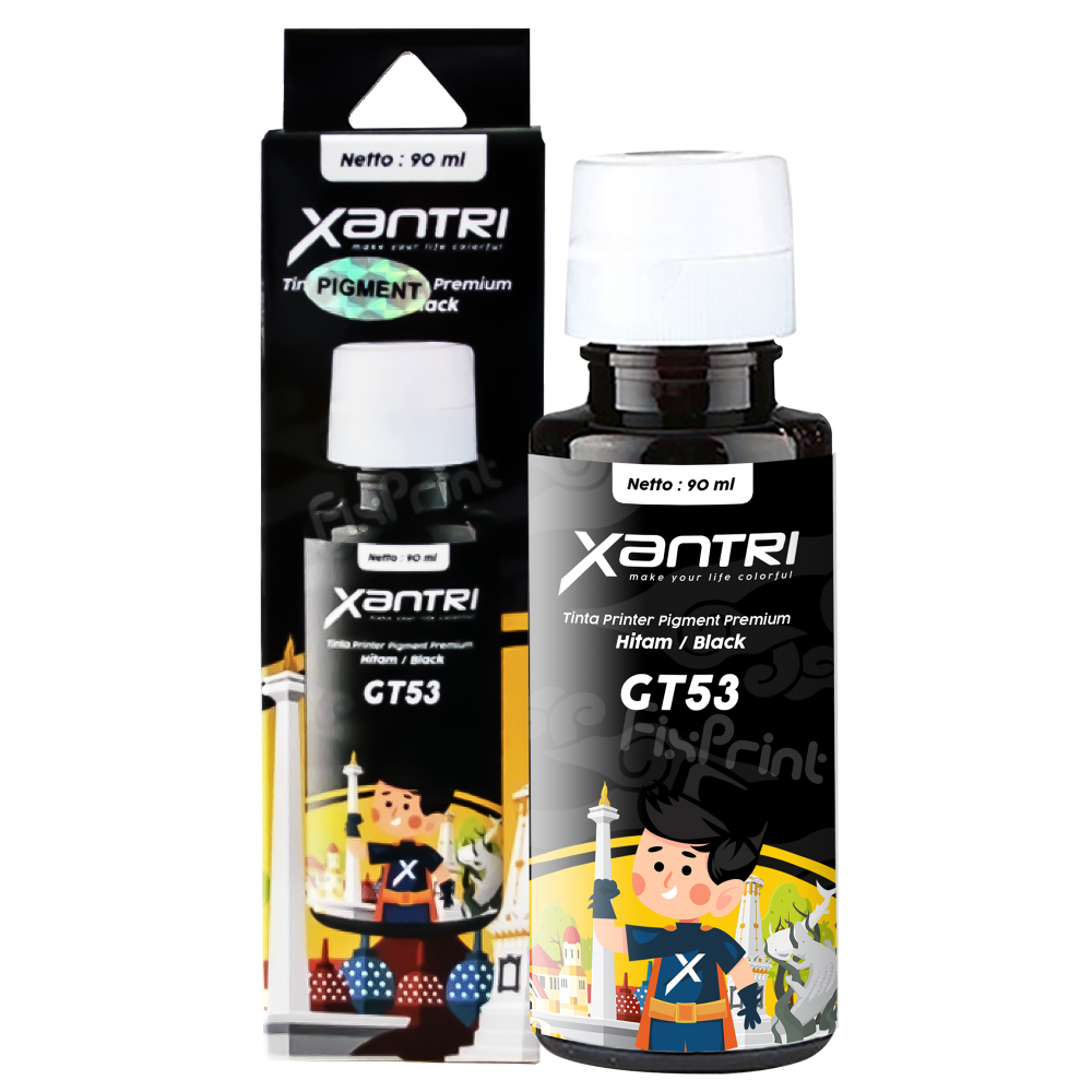 Tinta Xantri Pigment GT53 Black 90ml, Printer HPC DeskJet GT5810 GT5820 All in One InkTank 115 310 315 319 350 415 419 410 SmartTank 450 510 550 610